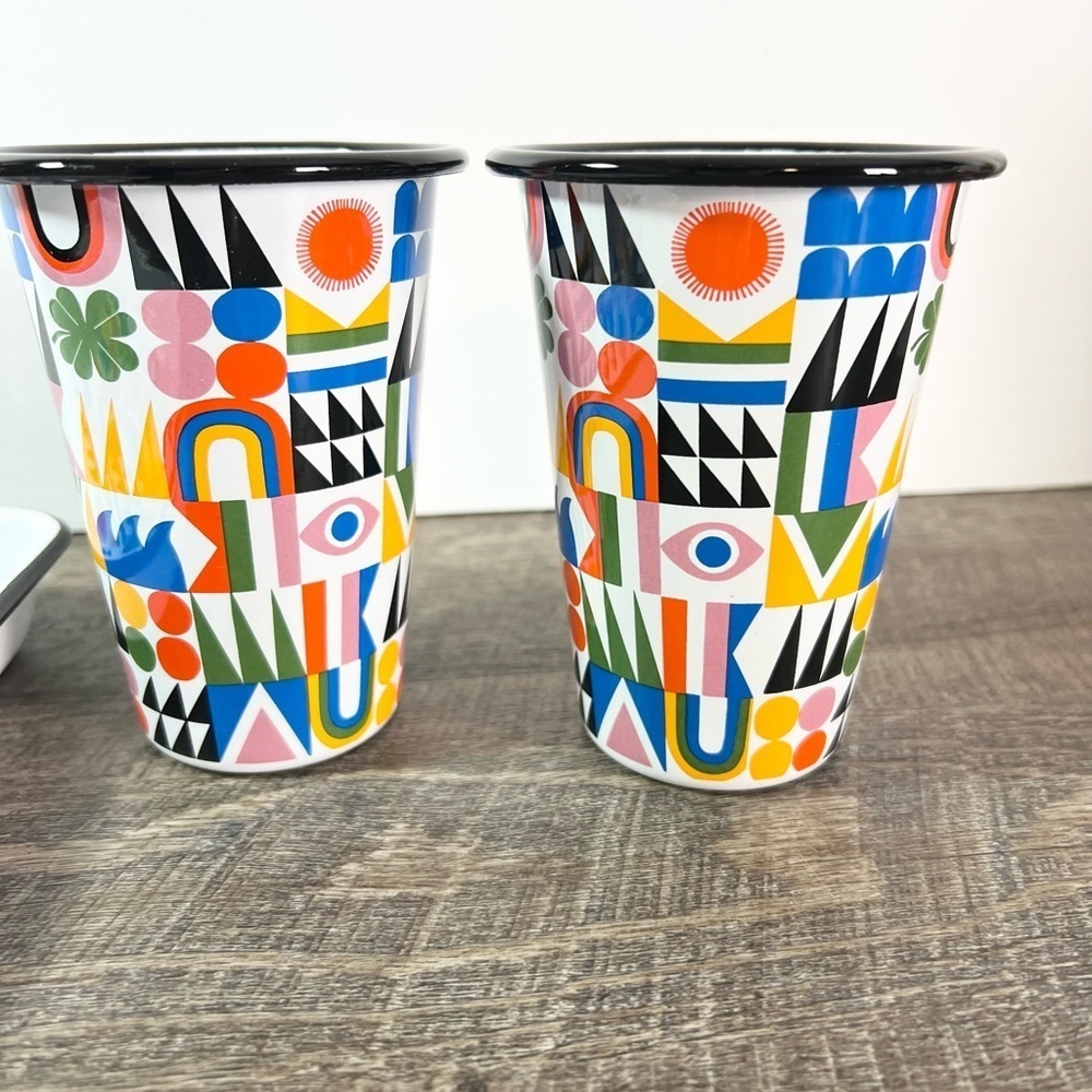Lisa Congdon enamelware set Tray cups Brand New Crow Canyon art limited edition - Picture 5 of 11